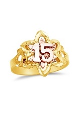 teensy-weensy 15 years flower two tone gold baby ring